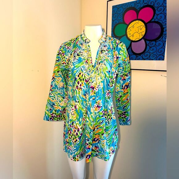 Lilly Pulitzer Tops - Lilly Pulitzer Beaded Sea Soirée Saratoga Tunic Top Size M